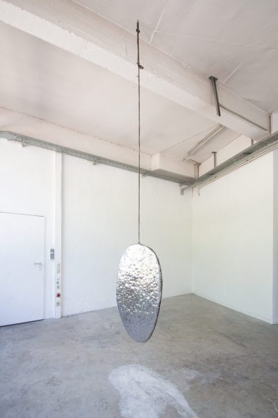 My body (you can touch my body), steel sheet, steel wire and steel bells, 98cm x 56cm x 4cm, 2019
