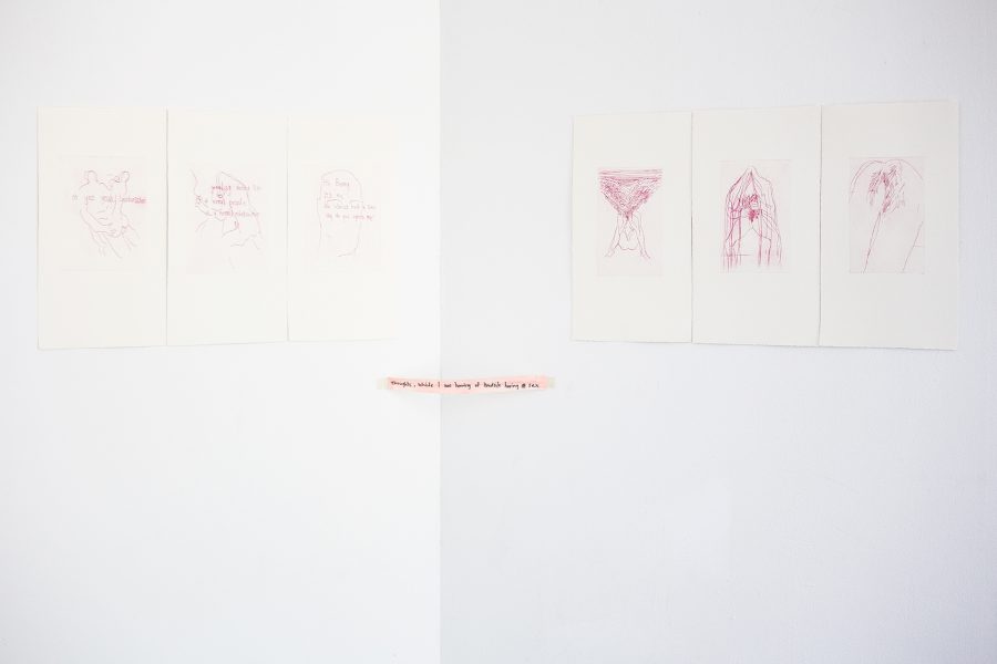 Thoughts, while I was hearing of Hendrik having sex, etching on paper, 38cm x 22.5cm each, 2019
